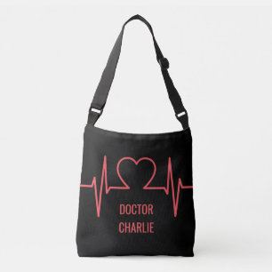 Heart EKG custom name & occupation bags