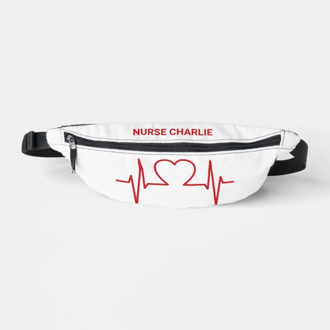 Heart EKG custom name & occupation Bum Bags (Front)