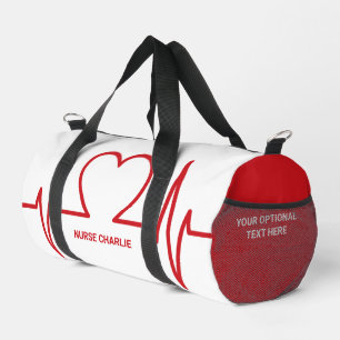 Heart EKG custom name & occupation Duffle Bag