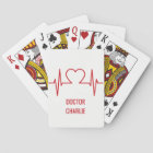 Heart EKG custom name & occupation playing cards