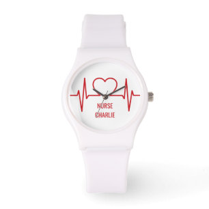 Heart EKG custom name & occupation watches