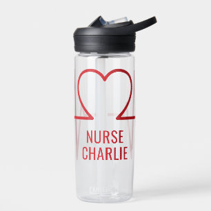 Heart EKG custom text & color Water Bottle
