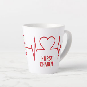 Heart EKG custom text Latte Mug