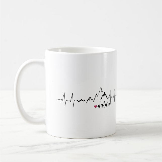 Heart EKG love of mountains and nature Coffee Mug (Left)