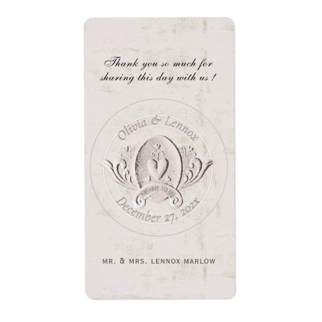 Heart Embossed Emblem Vintage Wedding Thank You (Front)