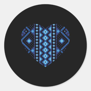 Heart Embroidery I'm Ukrainian Stand With Ukraine Classic Round Sticker