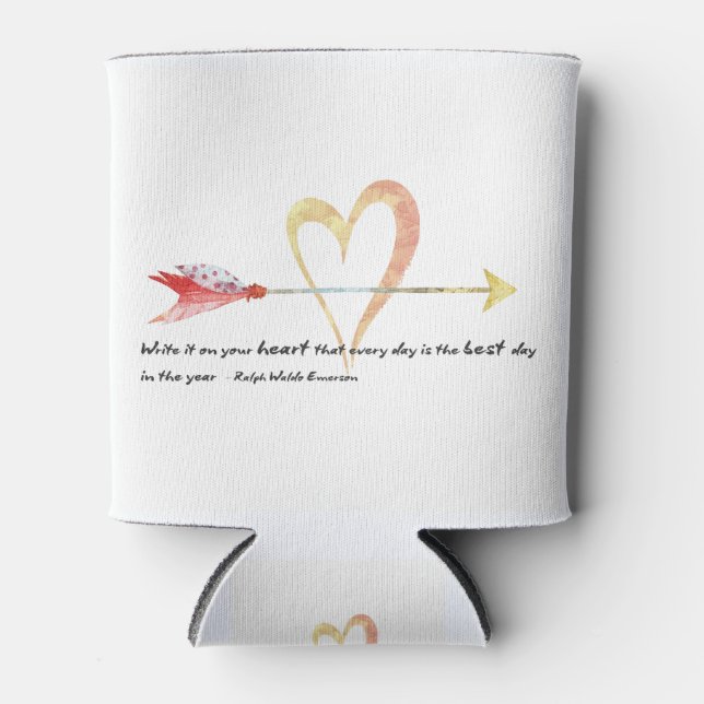 Heart Emerson Quote Can Cooler (Front)