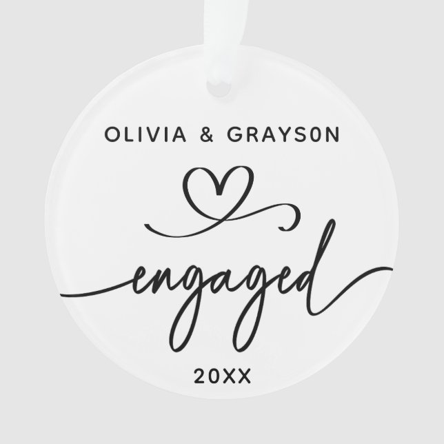 Heart Engaged Ornament Keepsake (Front)
