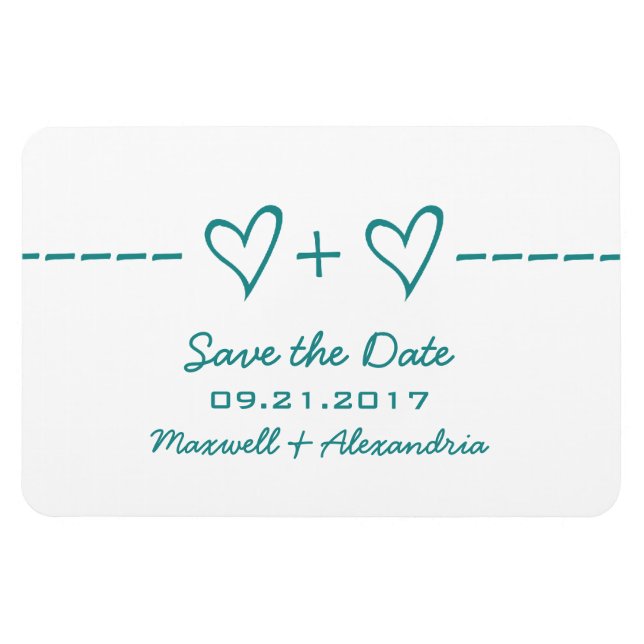 Heart Equation Save the Date Magnet, Teal Magnet (Horizontal)