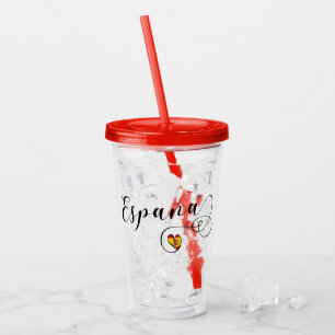 Heart España Flag, Spanish Spain Acrylic Tumbler
