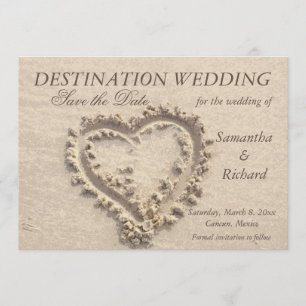 Heart Etched on Sand - Save the Date Announcement