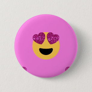 heart eye emoji 6 cm round badge