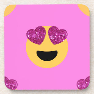 heart eye emoji coaster