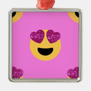 heart eye emoji metal ornament