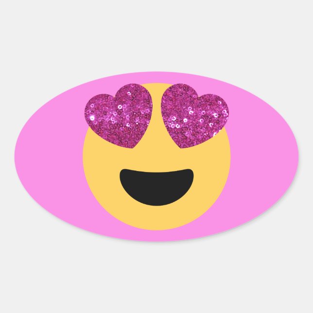heart eye emoji oval sticker (Front)