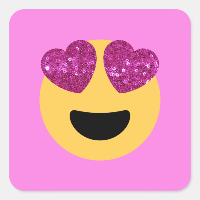 heart eye emoji square sticker (Front)