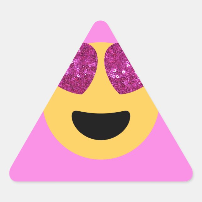 heart eye emoji triangle sticker (Front)