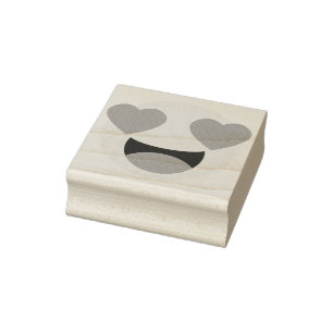 Heart Eyes Emoji Wood Art Stamp