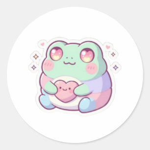Heart Eyes Frog Sticker Cute Minimal Frog Love Kaw