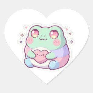 Heart Eyes Frog Sticker Cute Minimal Frog Love Kaw