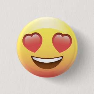 Heart Eyes Love Happy Emoji Button Pin