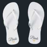 Heart Fab Bride Gold Thongs<br><div class="desc">Flip Flops for the Bride! Easily customisable,  change the strap colours,  sole colours,  add text or other images!</div>