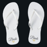 Heart Fab Bride Gold Thongs<br><div class="desc">Flip Flops for the Bride! Easily customisable, change the strap colours, sole colours, add text or other images!</div>