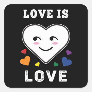 Heart Face Love Is Love LGBTQ Gay Pride Square Sticker