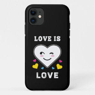 Heart Face Love Is Love LGBTQ Pansexual Pride iPhone 11 Case