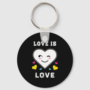 Heart Face Love Is Love LGBTQ Pansexual Pride Key Ring