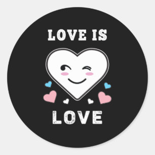 Heart Face Love Is Love LGBTQ Transgender Pride Classic Round Sticker