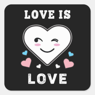 Heart Face Love Is Love LGBTQ Transgender Pride Square Sticker