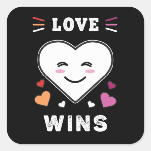 Heart Face Love Wins LGBTQ Lesbian Pride Square Sticker