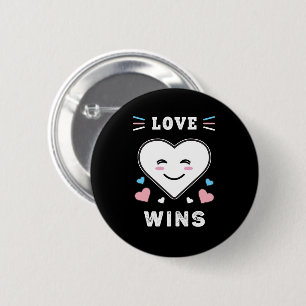 Heart Face Love Wins LGBTQ Transgender Pride 6 Cm Round Badge