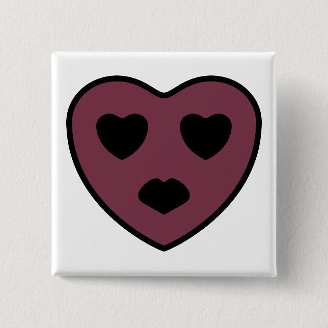 Heart Face Pout 15 Cm Square Badge (Front)