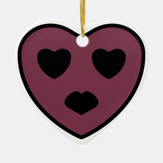 Heart Face Pout Ceramic Ornament (Front)