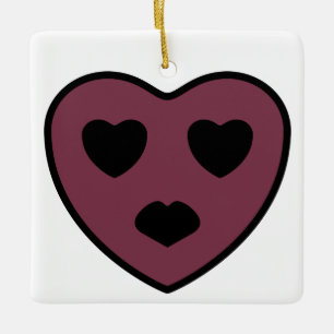 Heart Face Pout Ceramic Ornament