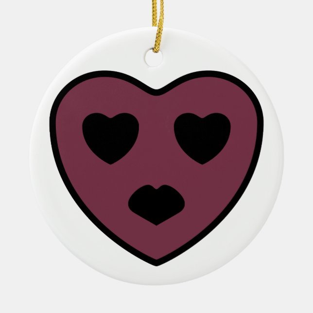 Heart Face Pout Ceramic Ornament (Front)