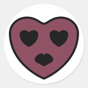 Heart Face Pout Classic Round Sticker