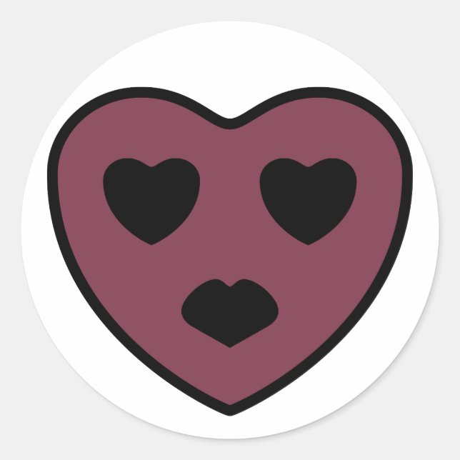 Heart Face Pout Classic Round Sticker (Front)