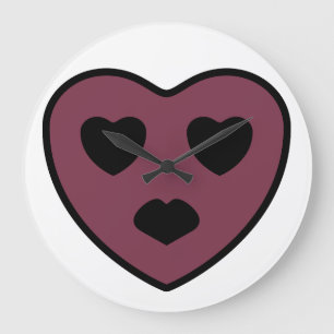 Heart Face Pout Large Clock