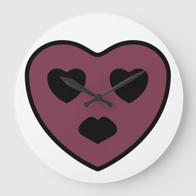 Heart Face Pout Large Clock (Front)