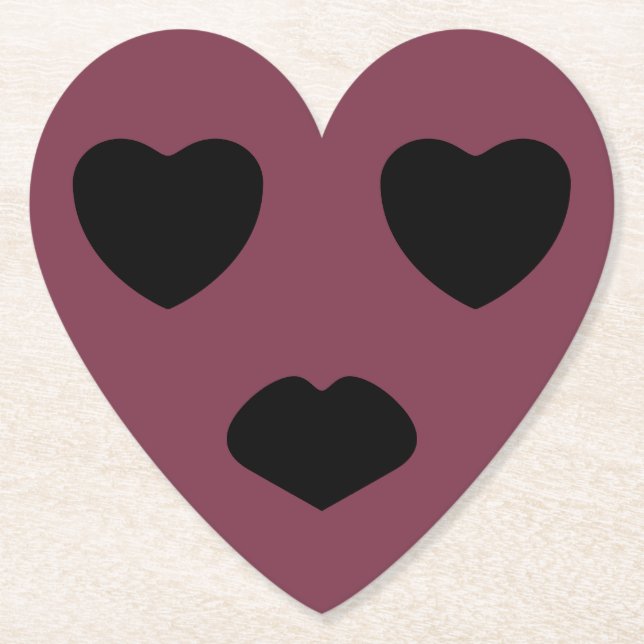 Heart Face Pout Paper Coaster (Front)