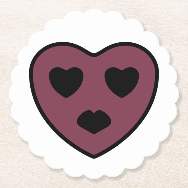 Heart Face Pout Paper Coaster (Front)