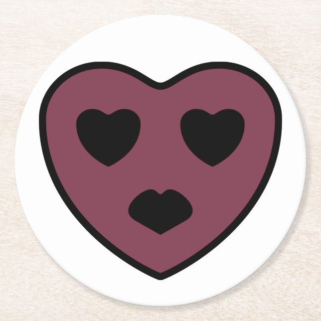 Heart Face Pout Round Paper Coaster (Front)