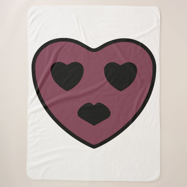 Heart Face Pout Sherpa Blanket (Front)
