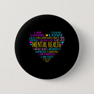 Heart Facts Mental Health Awareness Supporter Grap 6 Cm Round Badge