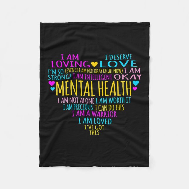 Heart Facts Mental Health Awareness Supporter Grap Fleece Blanket (Front)