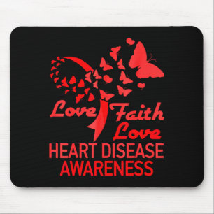 Heart Faith Hope Love Butterfly Heart Disease Awar Mouse Pad