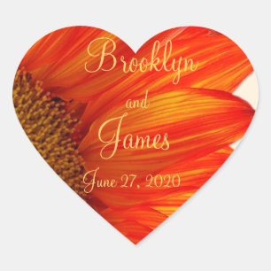 Heart Fall Wedding Stickers Sunflower